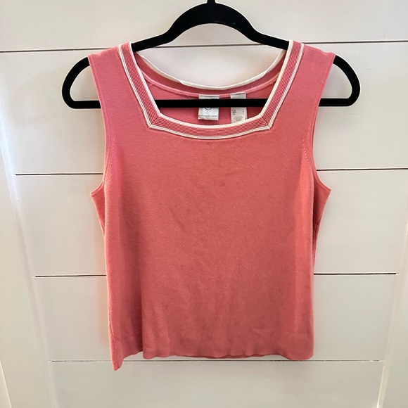 Y2k Vintage Emma James Pink-white cotton blend classic cardigan and tank set M - Picture 3 of 15